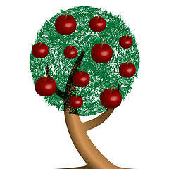 Image showing apple tree cartoon