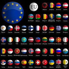 Image showing europe glossy icons collection against black