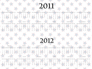 Image showing vector stars calendar for 2011 and 2012