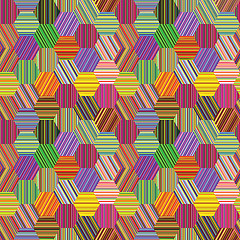 Image showing hexagonal stripes patchwork