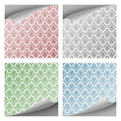 Image showing damask curly paper notes collection