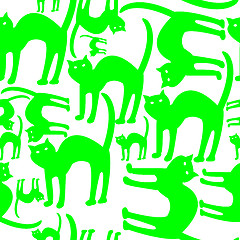Image showing green cats pattern isolated on white background