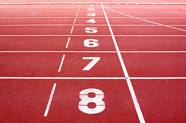 Image showing Starting lane of running track 