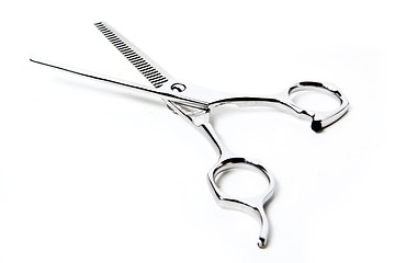 Image showing Professional Haircutting Scissors. Studio isolation on white. 