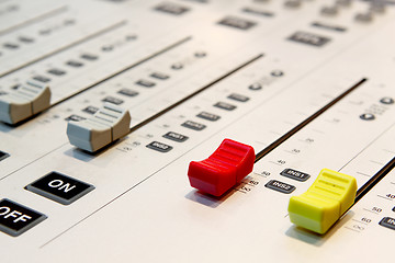 Image showing Sound mixer, low angle shot with shallow DOF, useful for various