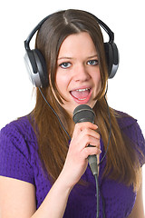 Image showing Beautiful woman with microphone