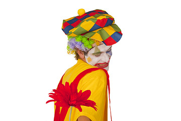Image showing Colorful clown with flower