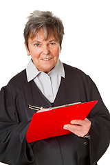 Image showing Female lawyer with clipboard