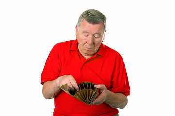 Image showing Male senior with empty wallet