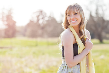 Image showing Beautiful Caucasian woman outdoor