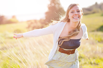 Image showing Beautiful Caucasian woman outdoor