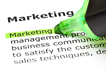 Image showing 'Marketing' highlighted in green