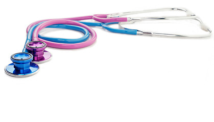 Image showing pink and blue stethoscopes