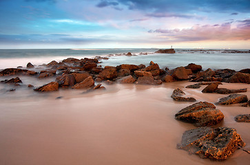 Image showing sunset beach at newcastle