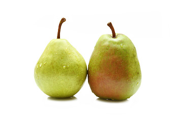 Image showing Two green pears