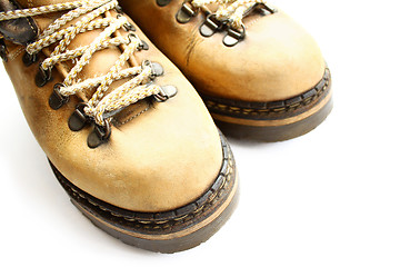 Image showing closeup of old yellow boots