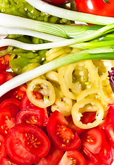 Image showing Fresh vegetables sliced up and ready to be served