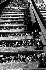 Image showing Black and white photo of an old rail