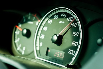 Image showing Dashboard of a car with sleective focus