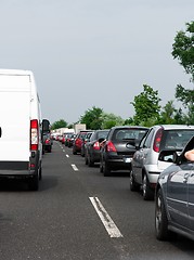 Image showing Traffic jam before rain