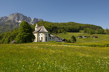 Image showing Little church in the Alps