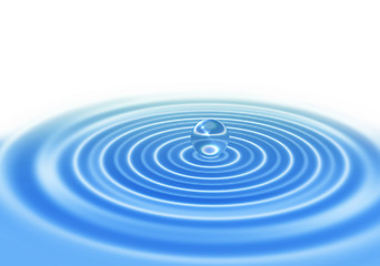 Image showing abstract water drop on blue water surface