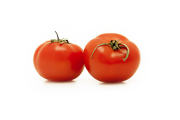 Image showing two red tomatoes on white background