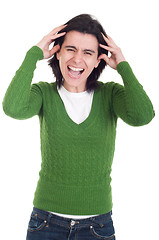 Image showing Stressed casual woman