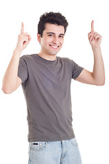 Image showing Man pointing up