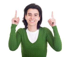 Image showing Woman pointing up