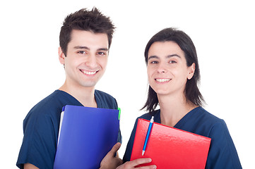 Image showing Doctors team holding folders