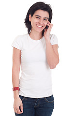 Image showing Casual woman on the phone