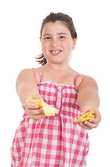 Image showing Girl offering chips