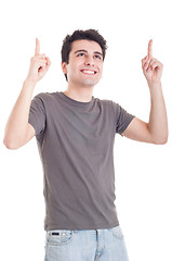 Image showing Man pointing up