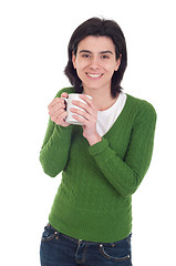 Image showing Woman holding mug