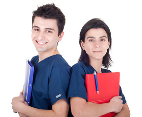 Image showing Doctors team holding folders