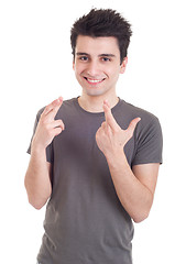 Image showing Man with crossed fingers