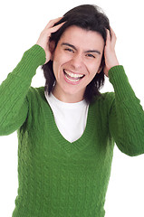 Image showing Stressed casual woman