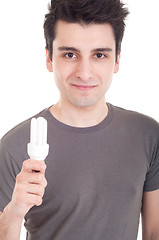 Image showing Man holding lightbulb