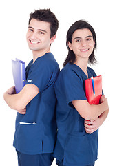 Image showing Doctors team holding folders