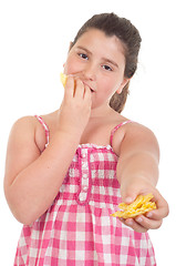 Image showing Girl offering chips