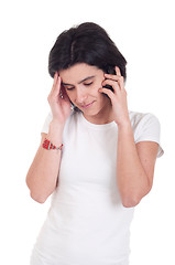 Image showing Stressed woman on the phone