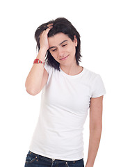 Image showing Stressed casual woman