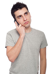 Image showing Worried man on the phone