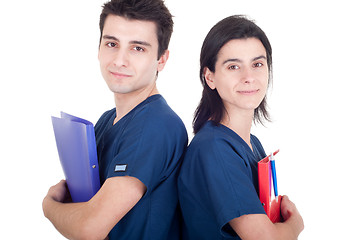 Image showing Doctors team holding folders