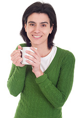 Image showing Woman holding mug