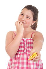 Image showing Girl offering chips