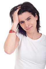 Image showing Stressed casual woman