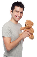 Image showing Man holding teddy bear