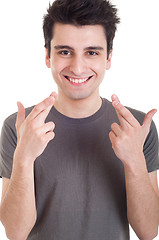 Image showing Man with crossed fingers